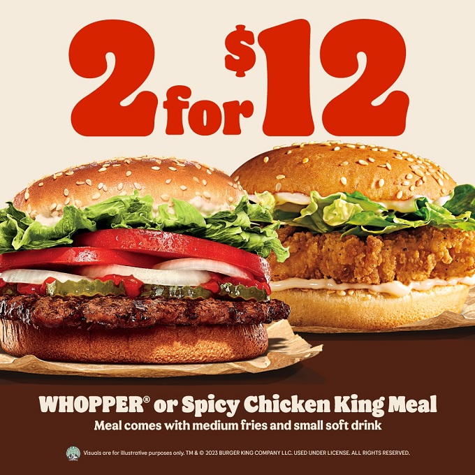 Burger King New Look Promo: 2-For-S$12