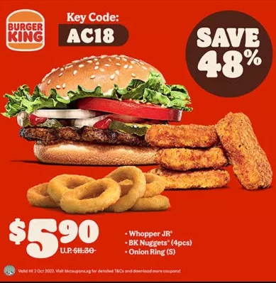 Burger King Coupons till 2 October 2022