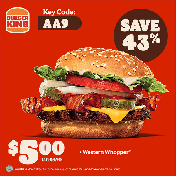 BK Beef Burger e-Coupons till 27 Mar 2022