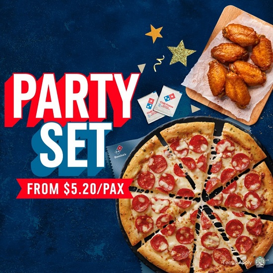 Domino's Offer: Party Sets from S$5.20/Pax