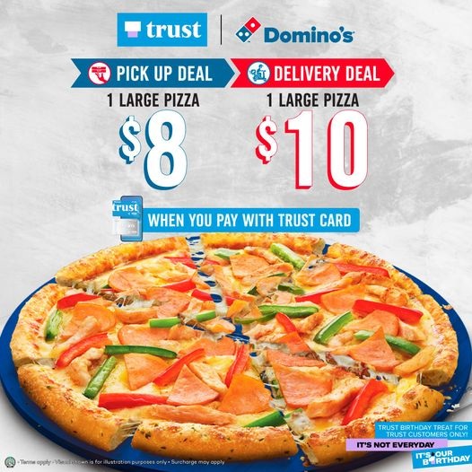 Trust Bank x Domino's Pizza Promotion: Large Pizza fr. S$8