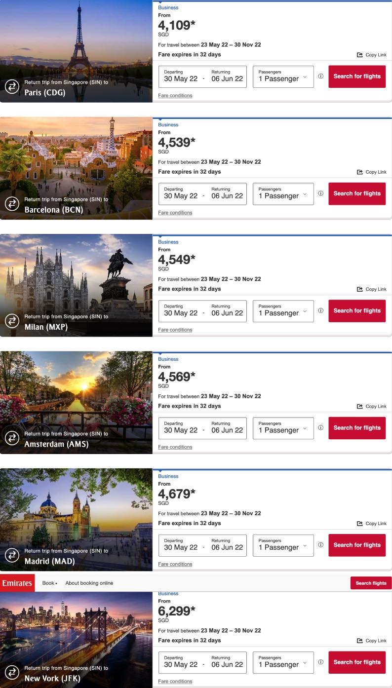 Emirates promo - From S$619