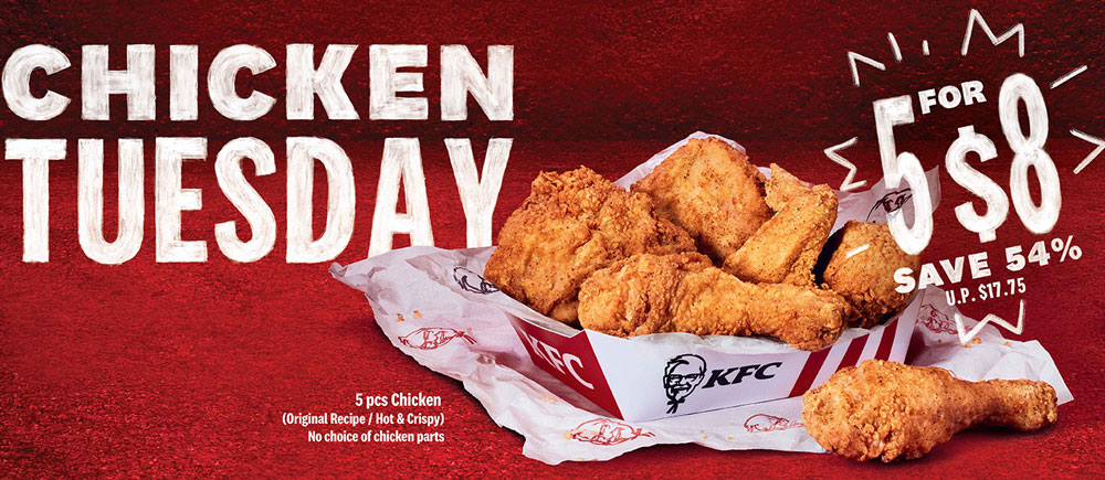 KFC Chicken Tuesday: 5pc for S$8