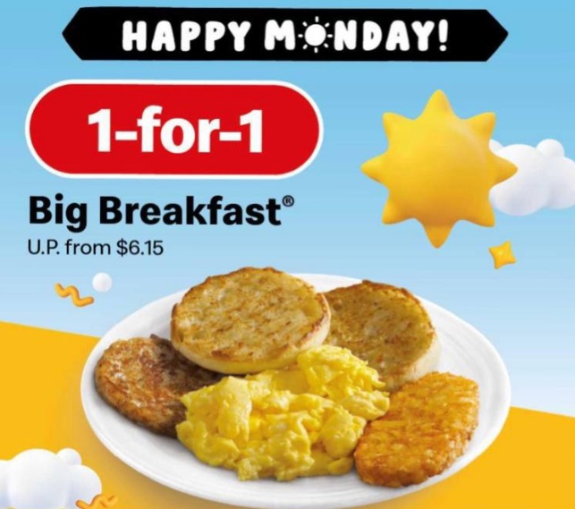 McDonald's Happy Monday Offer: 1-For-1 Big Breakfast