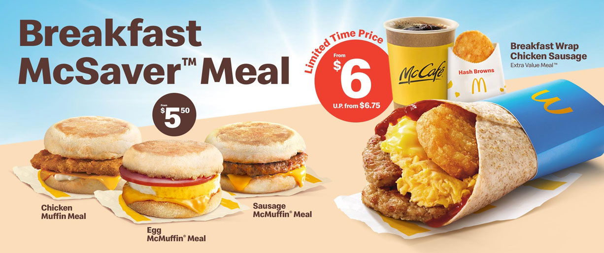 McDonalds Breakfast McSaver Meals from S$5.50