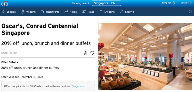buffet promotion at Oscar's @ Conrad Centennial Hotel Singapore