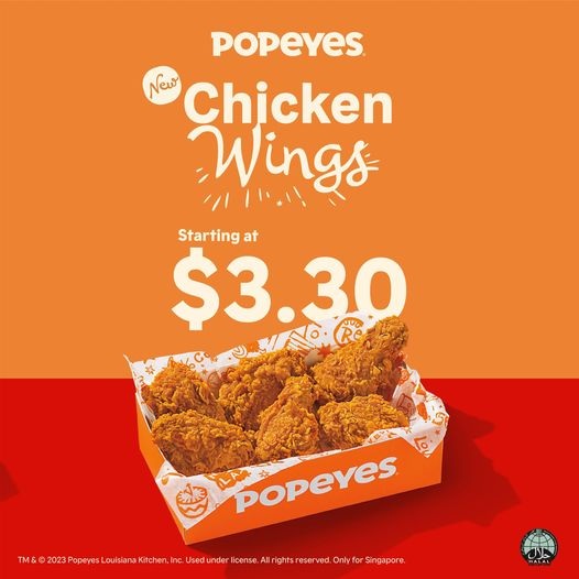 Popeyes Deal: S$3.30 Chicken Wings