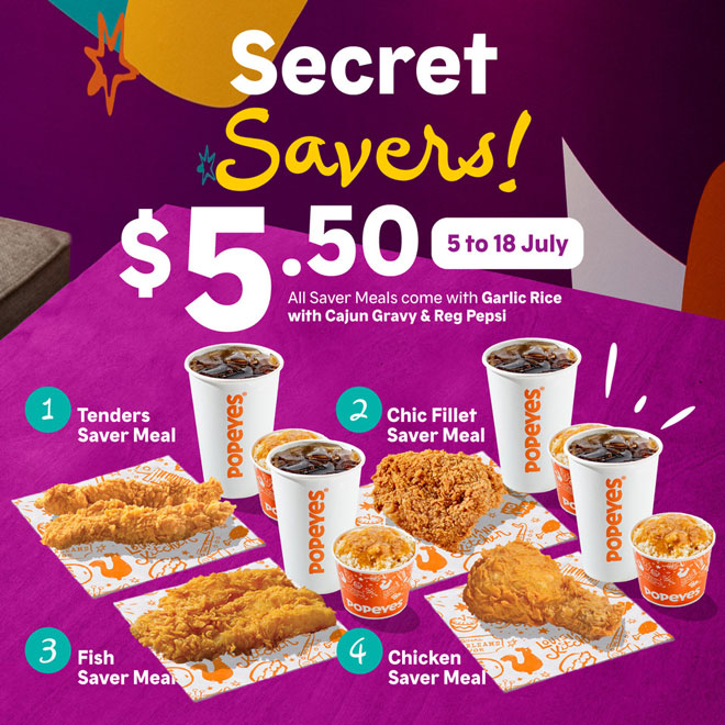 Popeyes Deal: S$5.50 Saver Meals