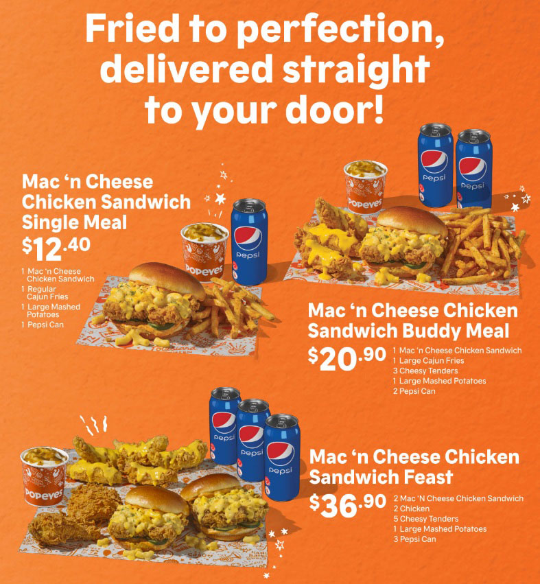 Mac 'n Cheese Popeyes Delivery Deals