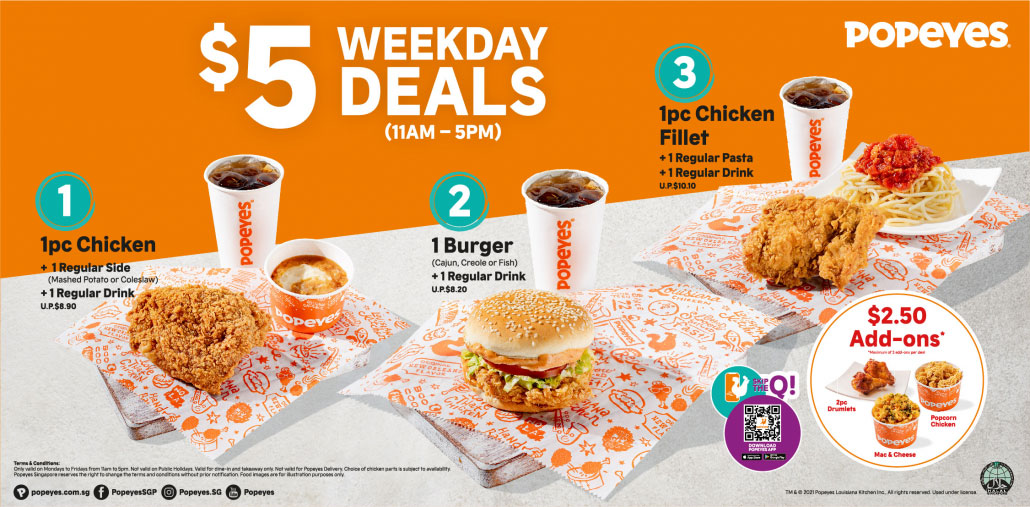 S$5 Weekday Deals at Popeyes