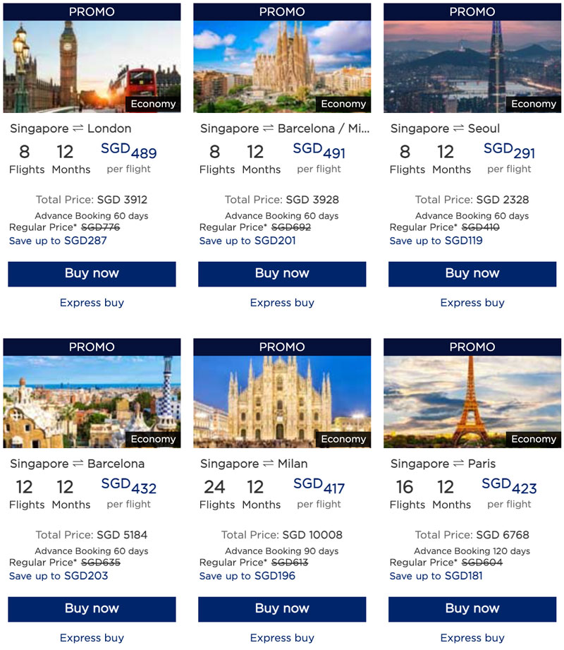 Singapore Airlines Flight Pass promo tickets