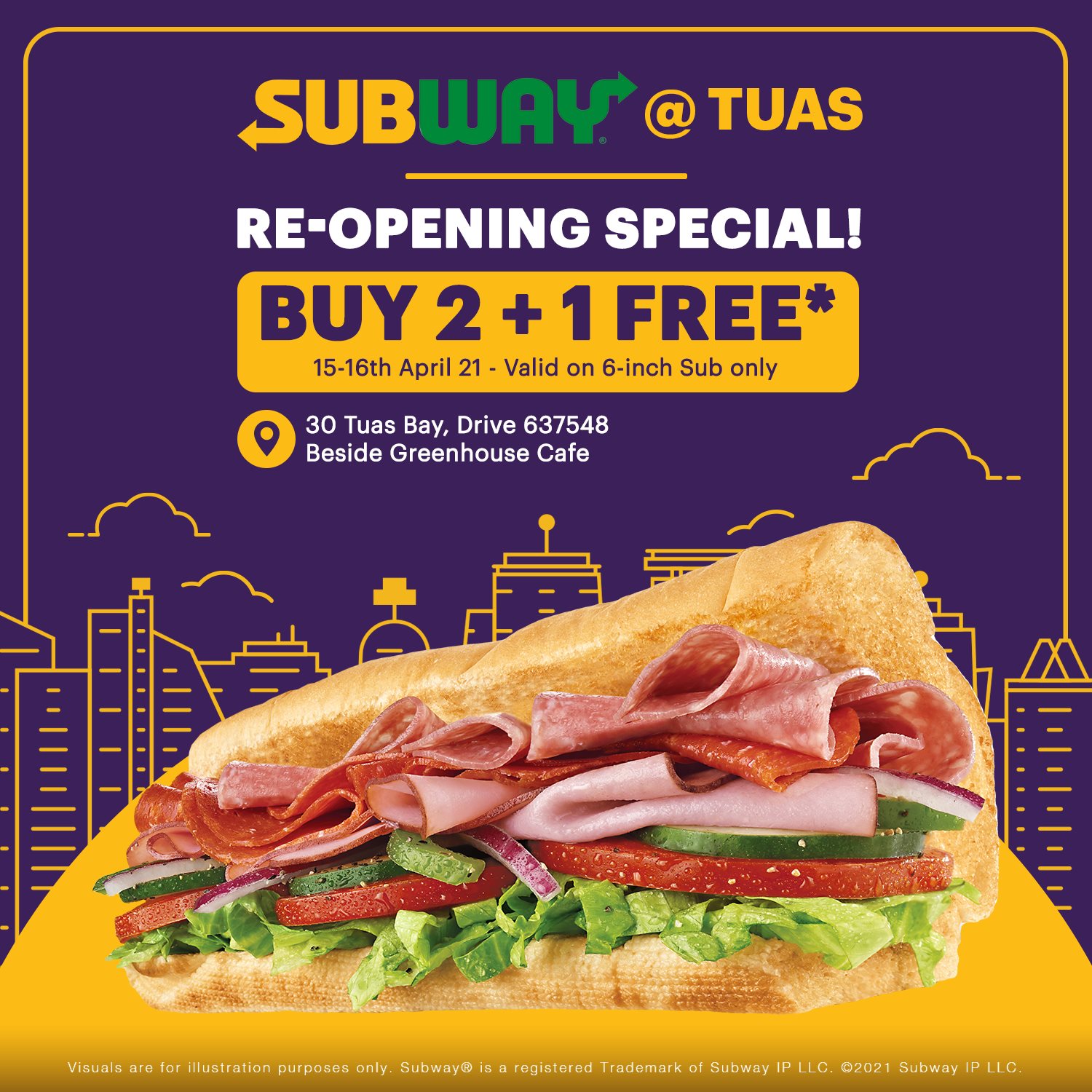 Buy 2 Get 1 Free at Subway's Tuas