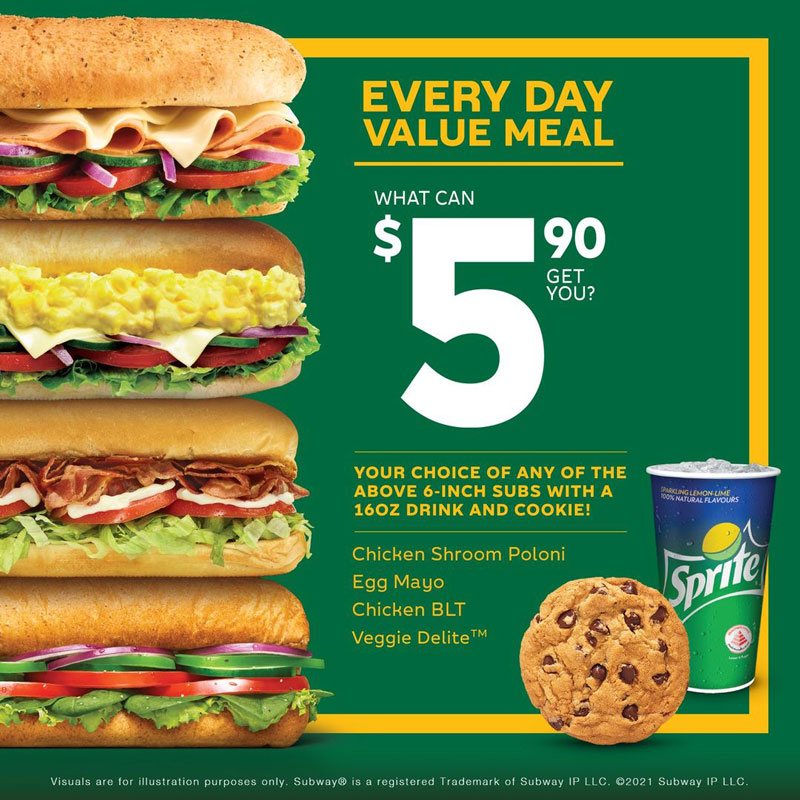 S$5.90 Everyday Value Meal at Subway