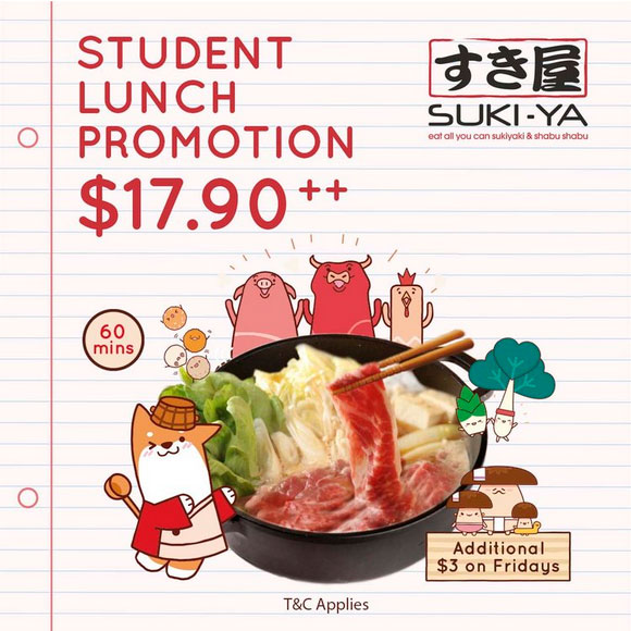 Suki-Ya Promotion: Student Lunch Buffet for S$17.90++