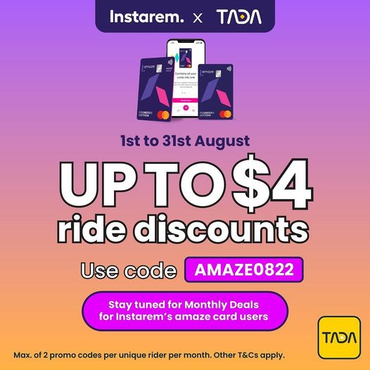 TADA S$4 OFF Promo Code August 2022