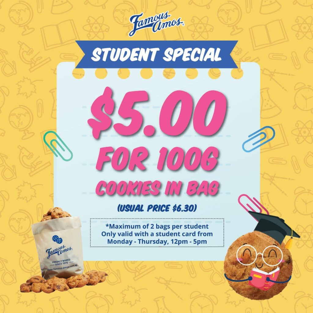 Famous Amos Promotions Jun 2025: S$2 OFF