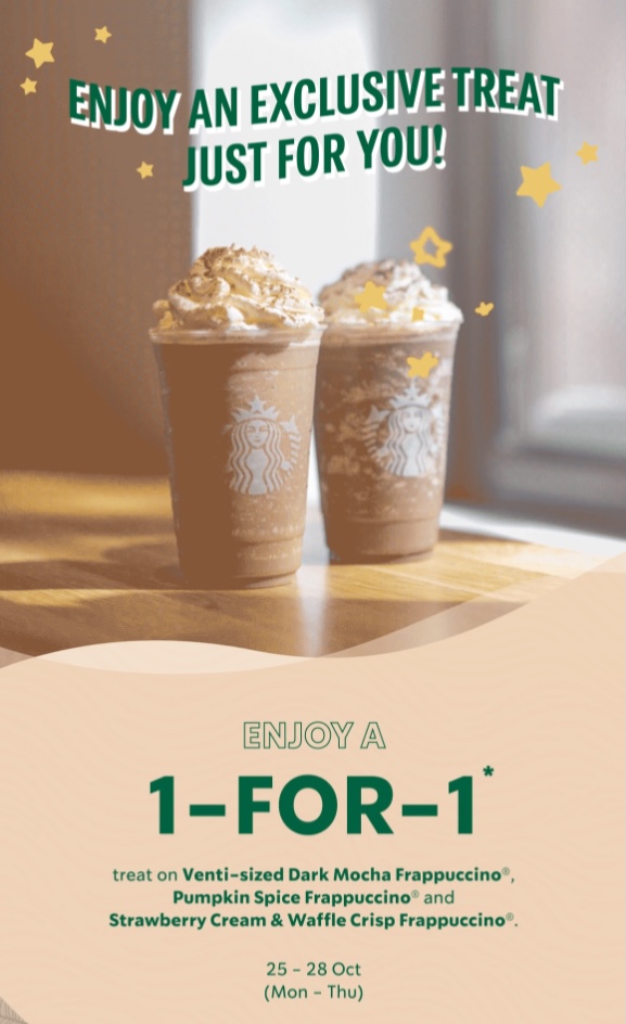 Starbucks 1-for-1 promotion