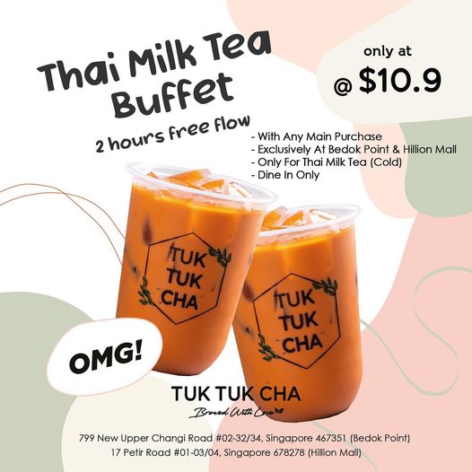 Tuk Tuk Thai Milk Tea Buffet at S$10.9